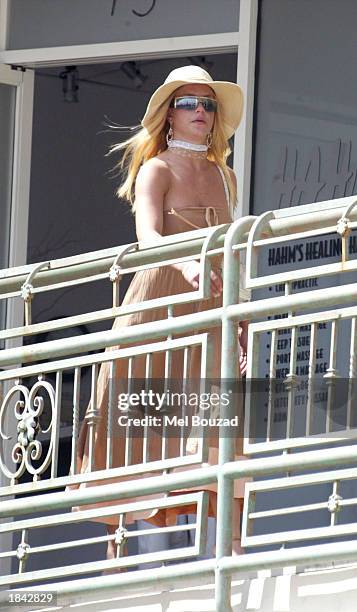 Singer Britney Spears spends the afternoon shopping at the Sunset Plaza on March 11, 2003 in Hollywood, California.