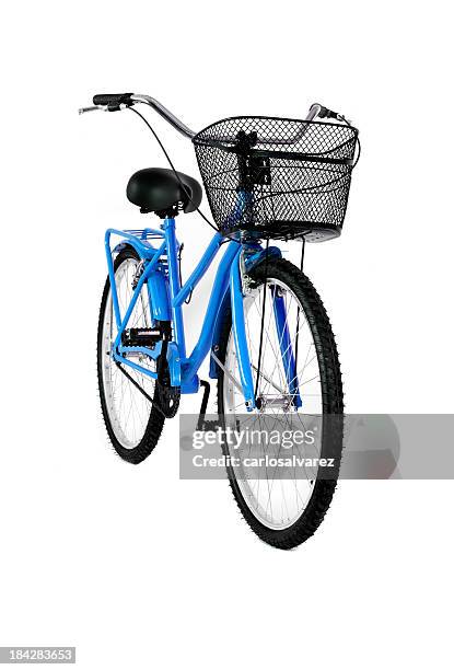 blue bicycle isolated on white background - bicycle isolated stockfoto's en -beelden