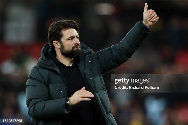 Russell Martin, Manager of Southampton, acknowledges the fans after the Sky Bet Championship match between Watford and Southampton FC at Vicarage...