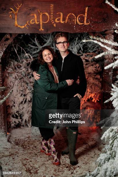 Tom Fletcher and Giovanna Fletcher visit LaplandUK at Whitmoor Forest on December 09, 2023 in Ascot, England.