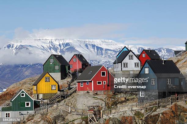greenland homes - kalaallit nunaat stock pictures, royalty-free photos & images