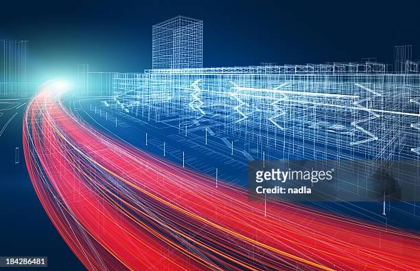 3d architecture abstract - car wireframe stockfoto's en -beelden