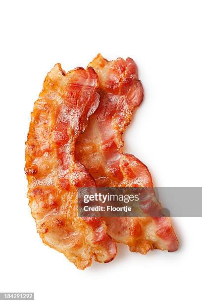 meat: bacon isolated on white background - bacon stock pictures, royalty-free photos & images