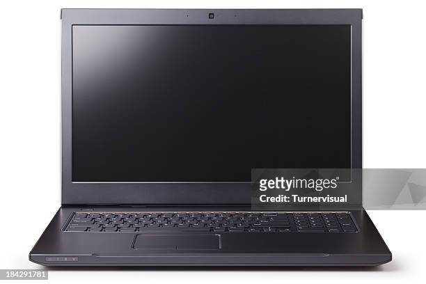 laptop computer isolated + clipping paths - touchpad stockfoto's en -beelden