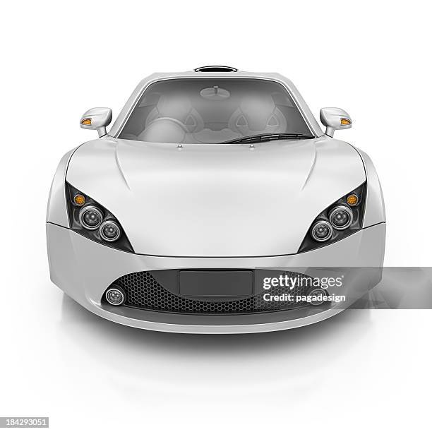 silver supercar - sports car on white stock pictures, royalty-free photos & images