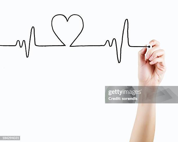 heart beat - single line heart stock pictures, royalty-free photos & images