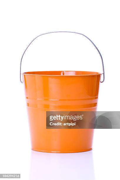 orange bucket - bucket stock pictures, royalty-free photos & images