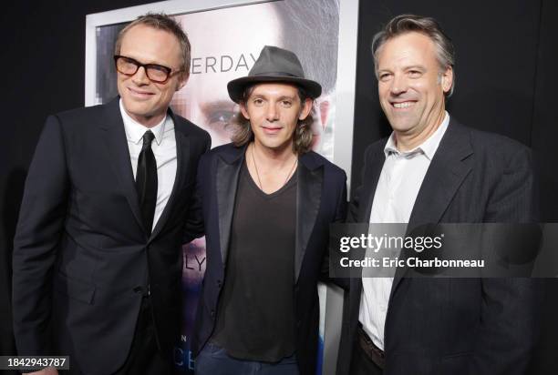 Paul Bettany, Lukas Haas and Wally Pfister seen at the Los Angeles Premiere of Alcon Entertainment's 'Transcendence', on Thursday, April 10, 2014 in...