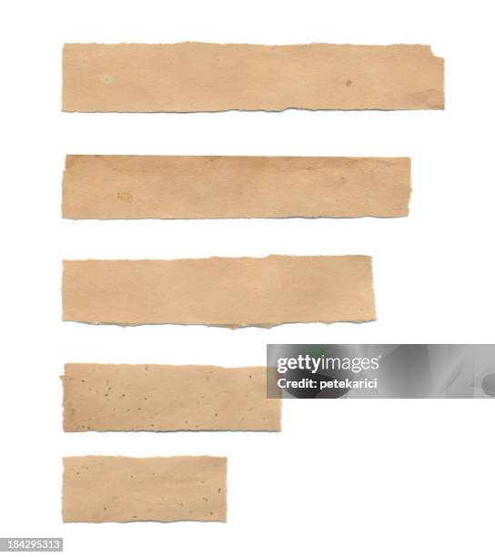 torn piece of old paper (isolated) - ripped brown paper stock pictures, royalty-free photos & images