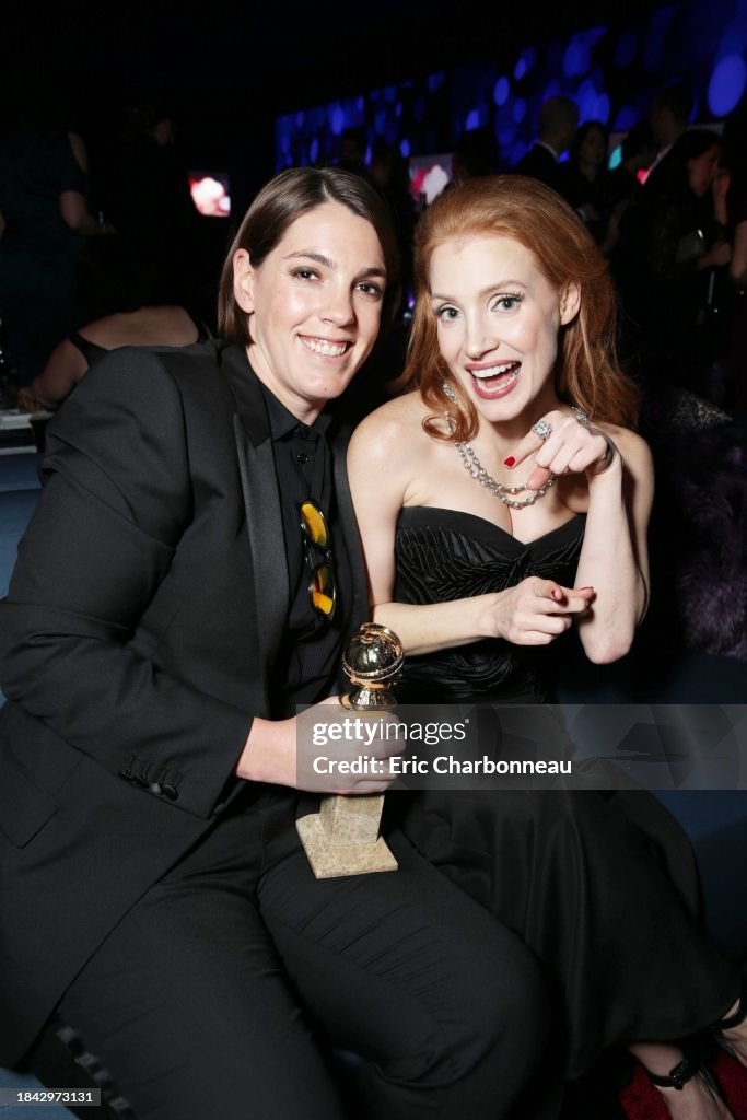 Jessica Ellison Megan Ellison and Jessica Chastain seen at the 71st Annual Golden ...