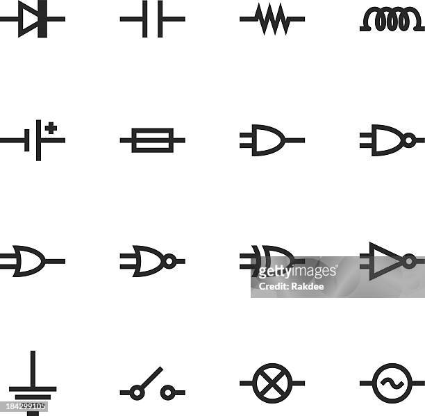 elektronische circuit silhouette icons - elektrischer widerstand stock-grafiken, -clipart, -cartoons und -symbole