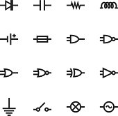 Electronic Circuit Silhouette Icons