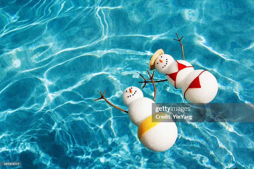 Snowman Winter Holiday Vacation In Beach Resort Hotel Swimming Pool ...