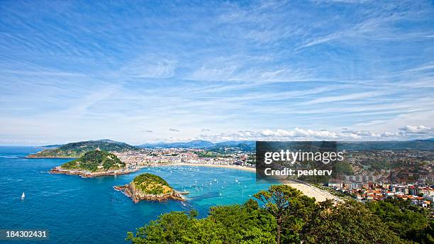 san sebastian panorama. - guipuzcoa province stock pictures, royalty-free photos & images