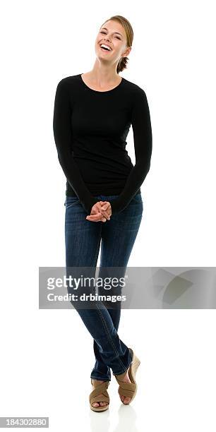 retrato de mujer - black shirt fotografías e imágenes de stock
