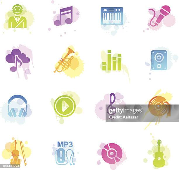 stains icons - music - orchestra conductor stock illustrations