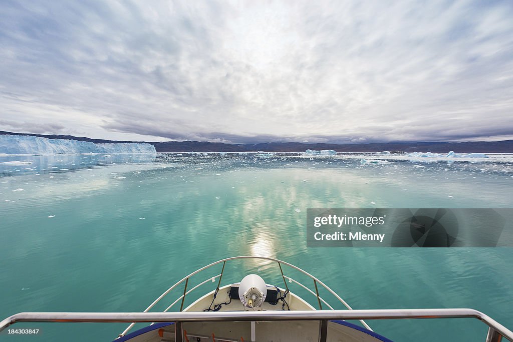 Boat Bow View Eqi Glacier Sermia Greenland