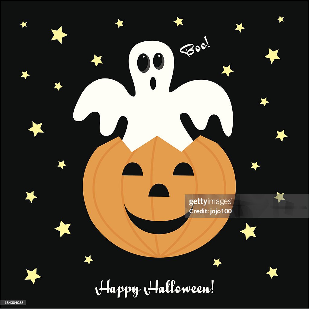 Fantasma de Halloween em uma Abóbora-Menina