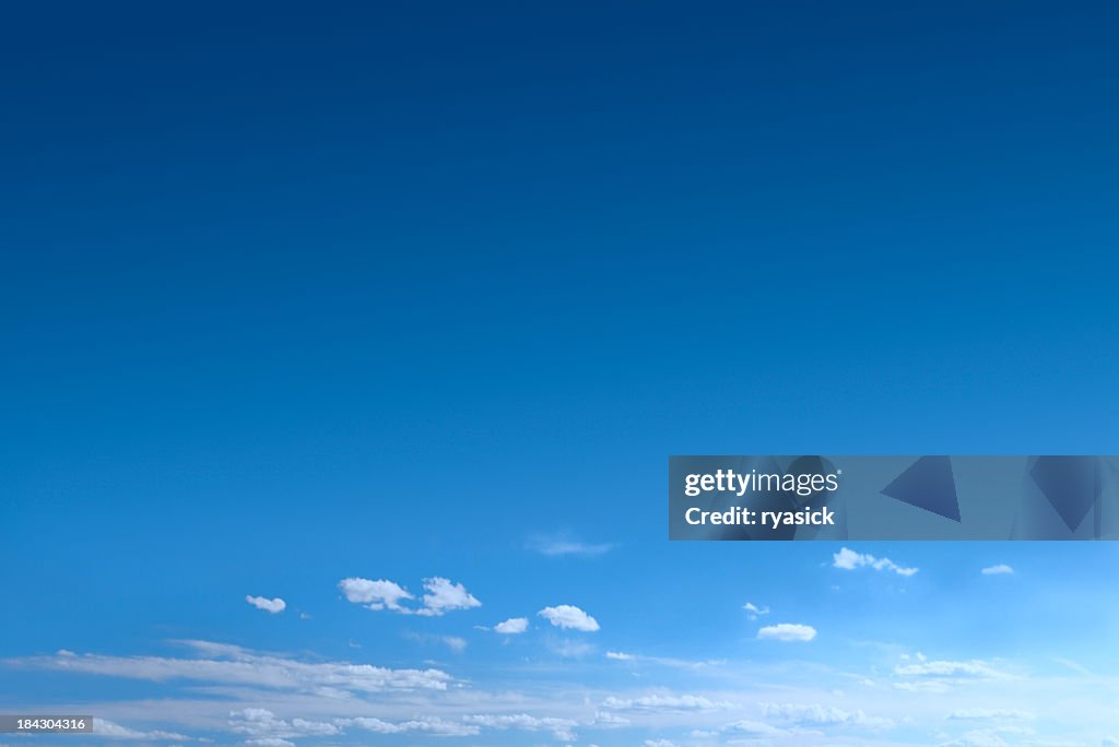 Clear Blue Sky Background With Scattered Clouds