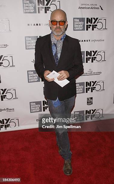 Musician Michael Stipe attends the Closing Night Gala Presentation Of "Her" during the 51st New York Film Festival at Alice Tully Hall at Lincoln...