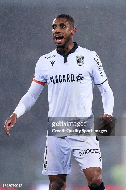 Andre Silva of Vitoria Guimaraes SC reacts during the Liga Portugal Betclic match between Vitoria Guimaraes and Sporting CP at Estadio Dom Afonso...