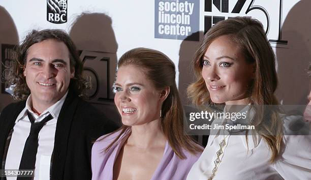 Actors Joaquin Phoenix, Amy Adams and Olivia Wilde attend the Closing Night Gala Presentation Of "Her" during the 51st New York Film Festival at...