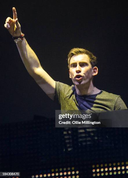 Hardwell performs during a date of the I Am Hardwell tour on stage at Brixton Academy on October 12, 2013 in London, England.