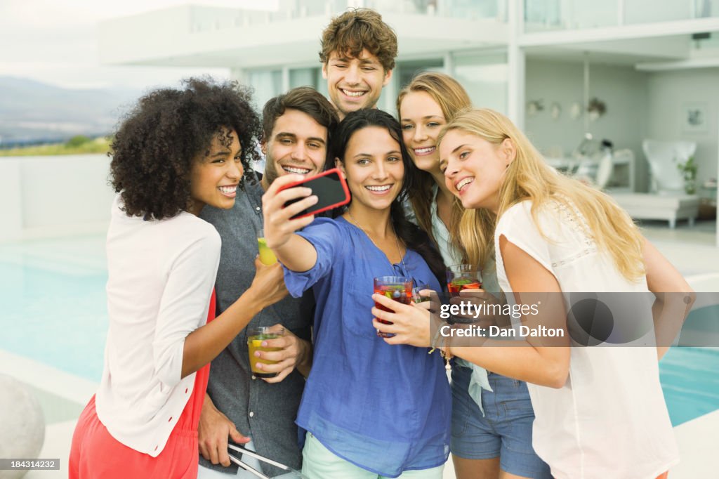 Friends taking picture together at party