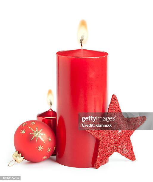 weihnachtsdekoration - weihnachtskerze stock-fotos und bilder