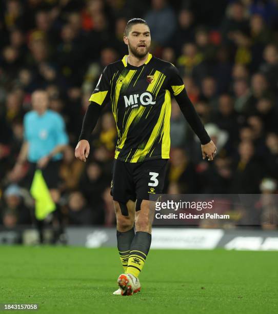Francisco Sierralta of Watford during the Sky Bet Championship match between Watford and Southampton FC at Vicarage Road on December 09, 2023 in...
