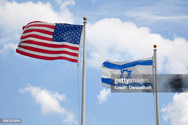 usa & israelische flagge - israel stock-fotos und bilder