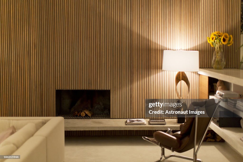 Fireplace in modern living room