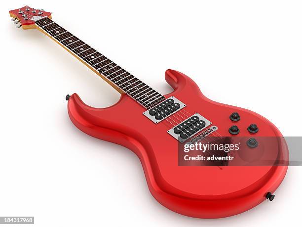 red electric guitar - elektrogitarre stock-fotos und bilder