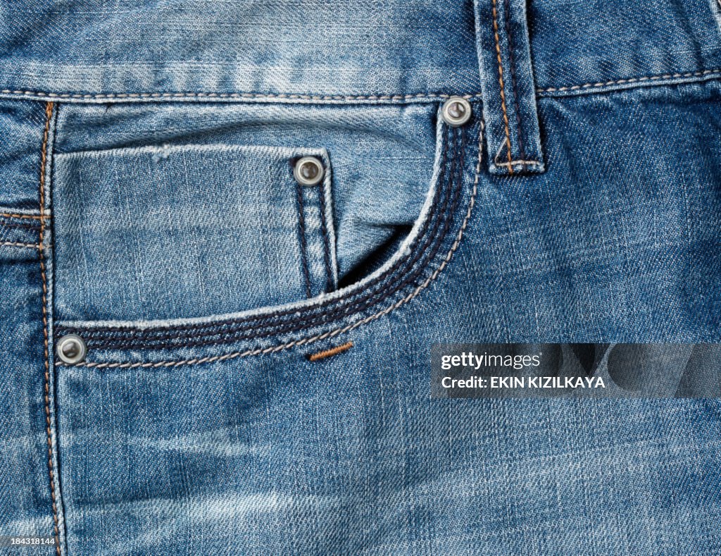 Jeans pocket in close up