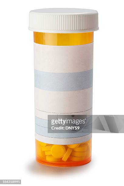 blank prescription medication bottle on white background. - prescription medicine stock pictures, royalty-free photos & images