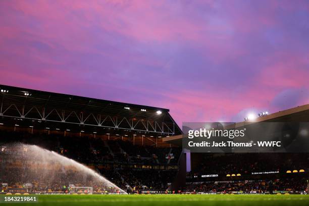 General view at half-time during the Premier League match between Wolverhampton Wanderers and Nottingham Forest at Molineux on December 09, 2023 in...