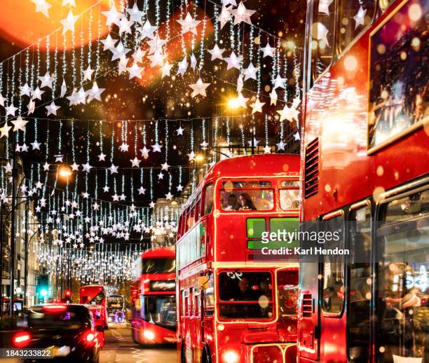 christmas in london - daily life at oxford street london stock pictures, royalty-free photos & images