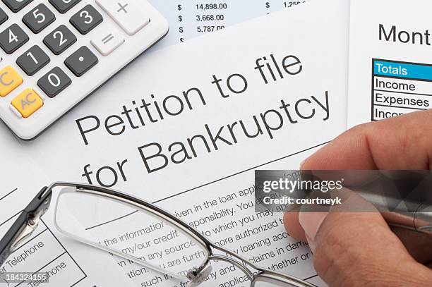 close up of bankruptcy petition - bust stock pictures, royalty-free photos & images