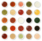 Isolated Condiment Collection Assortment