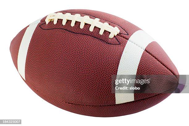 football with path - american football bal stockfoto's en -beelden