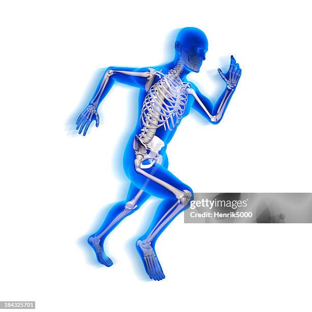running man x-ray isolated on white with clipping path - skeleton race stock pictures, royalty-free photos & images