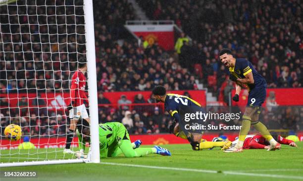 Bournemouth striker Philip Billing and Dominic Solanke celebrate after Billing had scored the second goal during the Premier League match between...