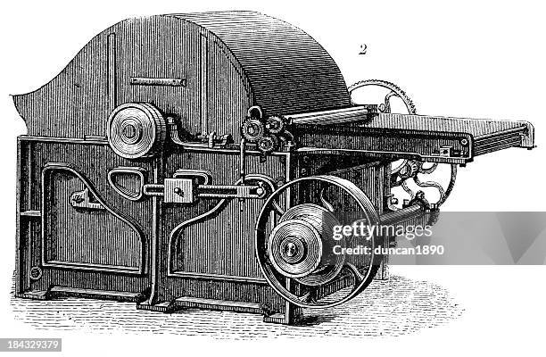 retro machinery - reisswolf shredding machine - paper shredding machine stock illustrations