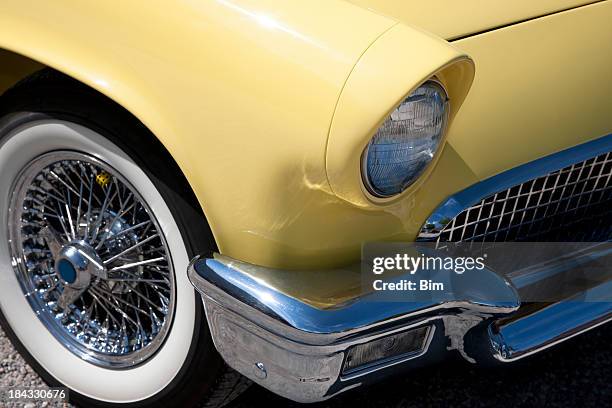 front detail of american classic car - stock photo car chrome bumper stock pictures, royalty-free photos & images