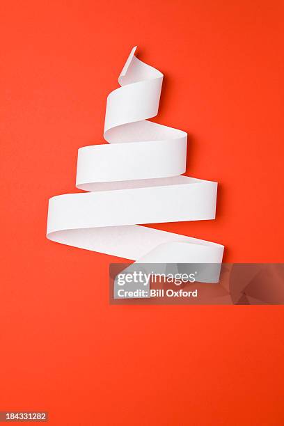 christmas tree made of paper - machine christmas tree stock pictures, royalty-free photos & images