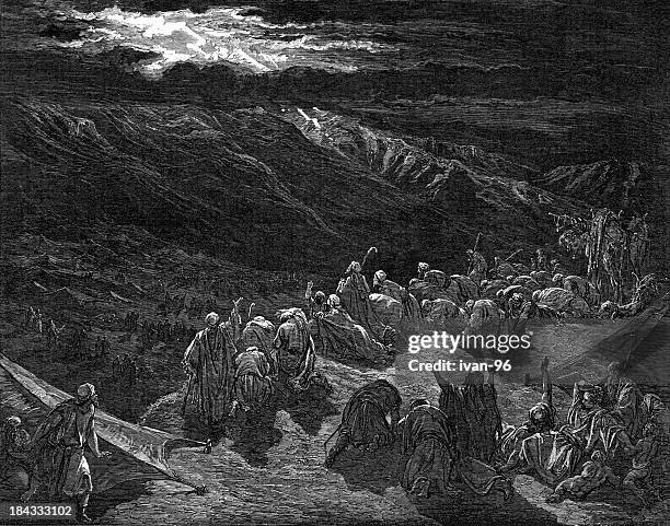 god gives the law - mount sinai stock illustrations