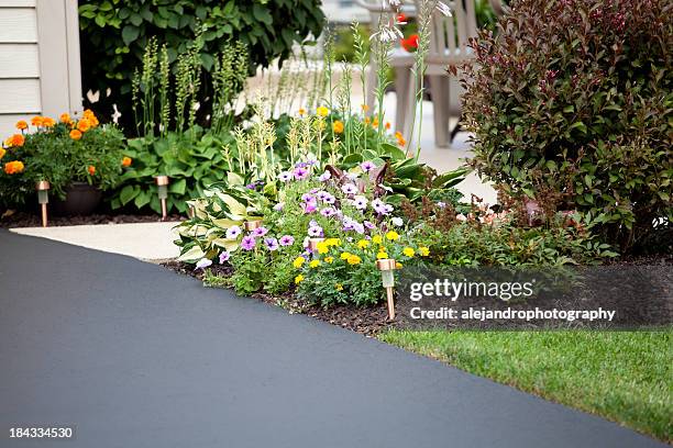 driveway and entryway - landscaped walkway stock pictures, royalty-free photos & images