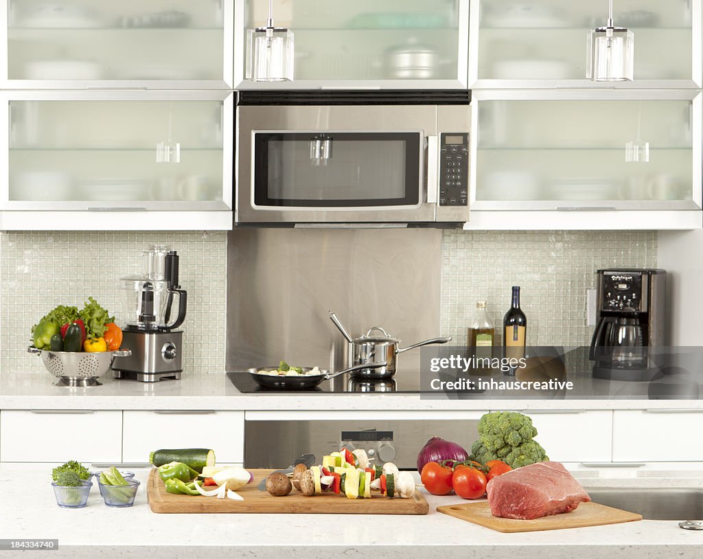 Kitchen with raw food