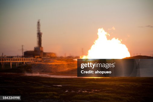 Gas flame in front of Rig