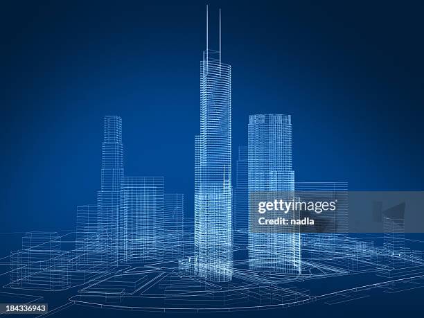 3d architecture abstract - wireframe bildbanksfoton och bilder